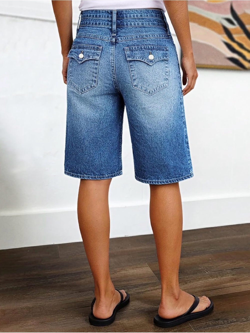 Flamingals Bermuda High Waist Flap Pocket Pockets Shorts 2XL fg29-6 - Picture 2 of 9
